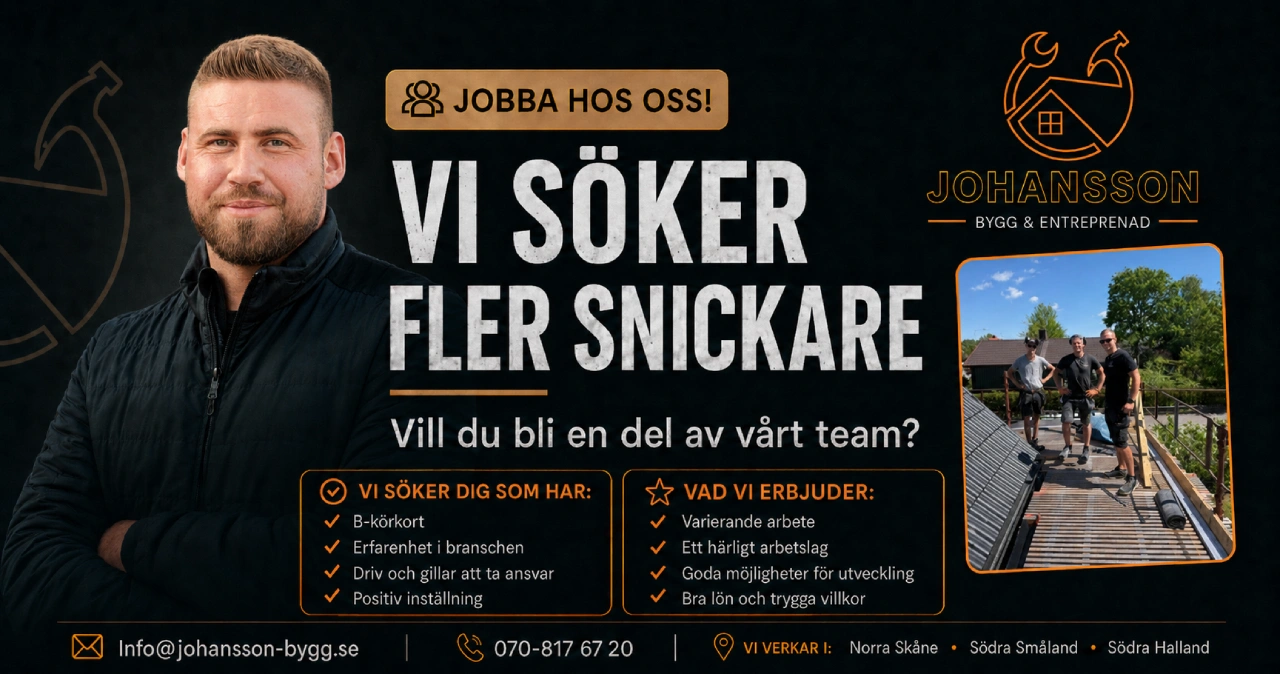 Jobbannons - Vi söker fler snickare
