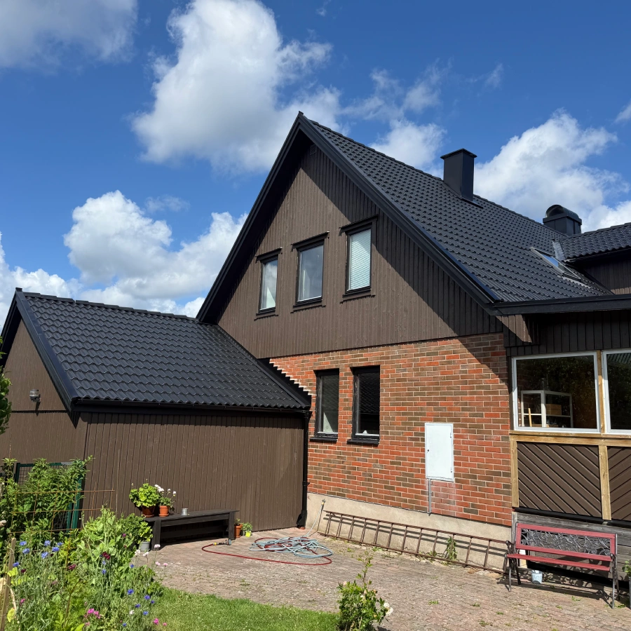 Nytt garagetak tak och fasad på garage